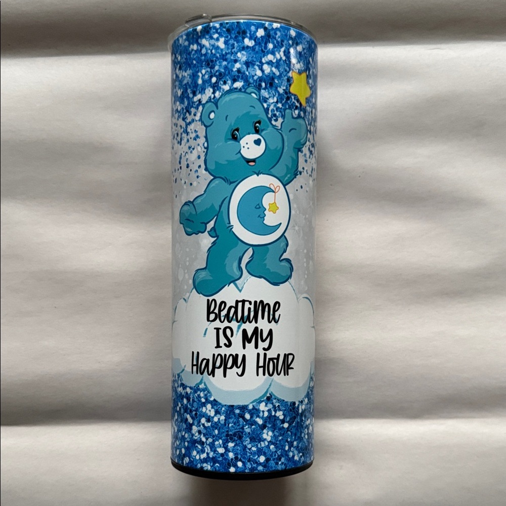 Blue Care Bear "Bedtime is My Happy Hour" Tumbler